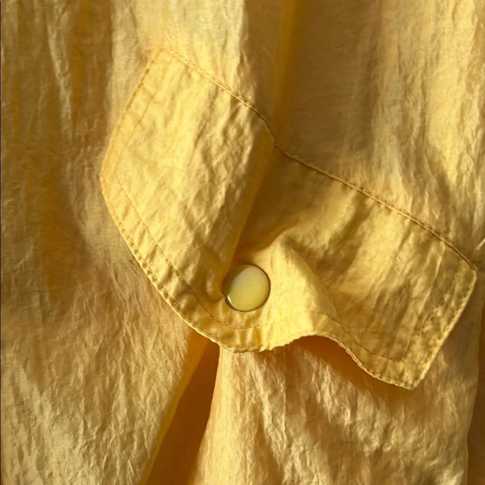 LIZ WEAR Vibrant Yellow Bomber Jacket with Striped Collar and Relaxed Fit - Picture 11 of 13